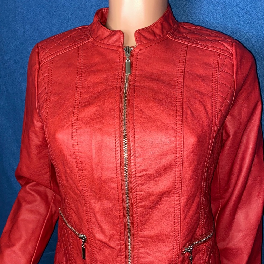 ALFANI PLEATHER SHORT JACKET RED COLOR SIZE:PM